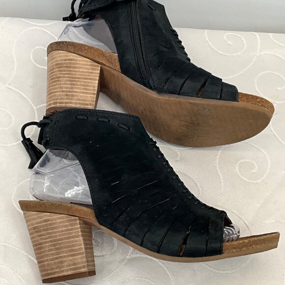 Miz Mooz Black Leather Heeled Sandals With Zipper Closure Size 40 Womens Europea - Picture 5 of 9